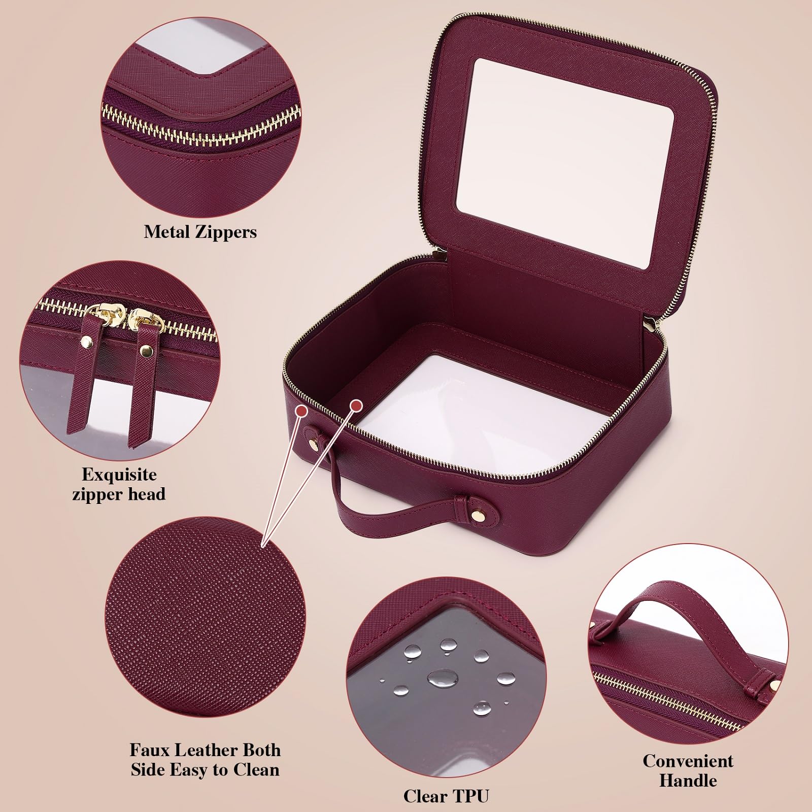 Bolsa de Maquillaje Transparente Rosa Pinkmik a Prueba de - Imagen 7