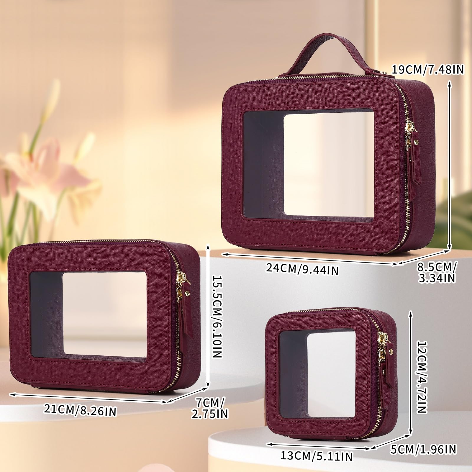 Bolsa de Maquillaje Transparente Rosa Pinkmik a Prueba de - Imagen 3