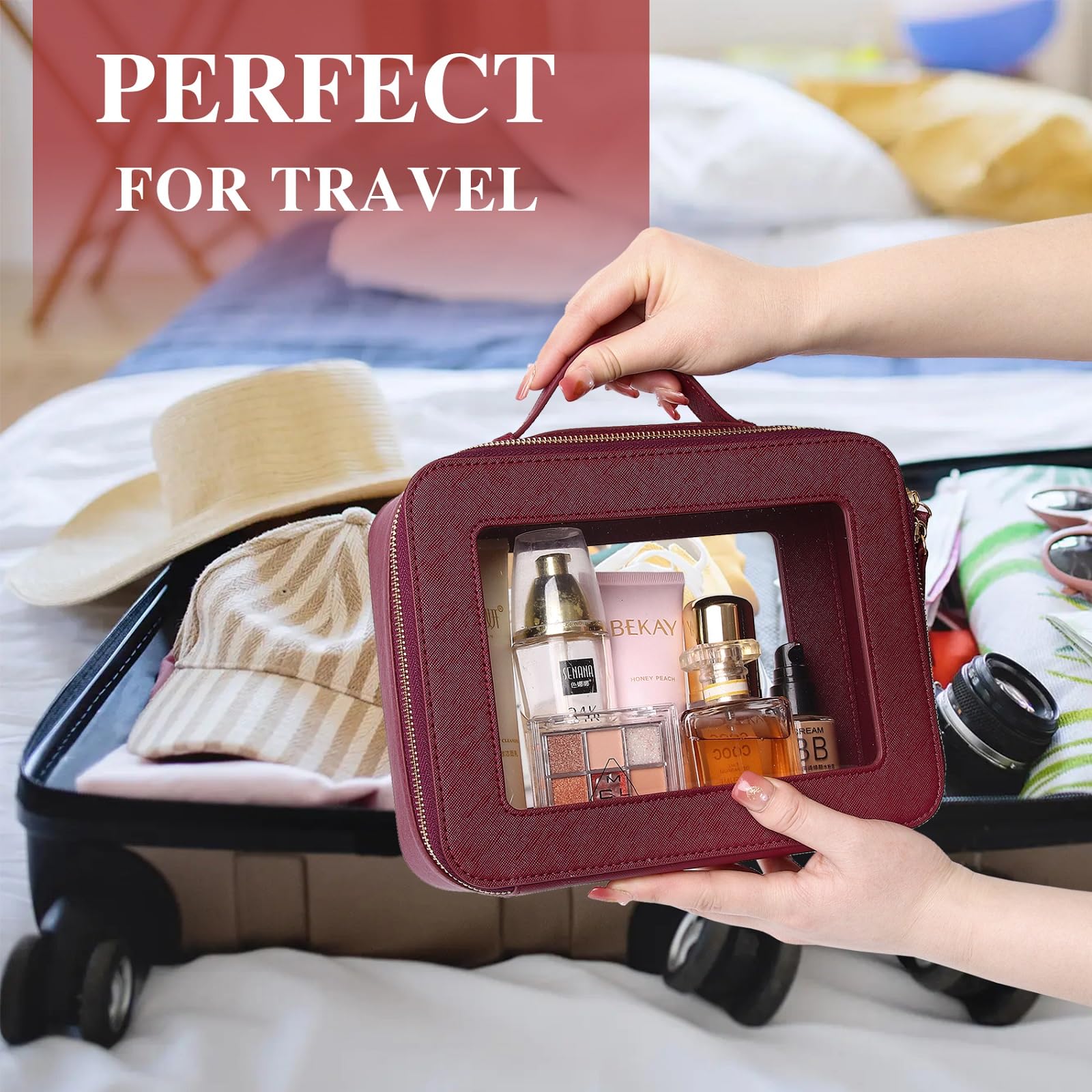 Bolsa de Maquillaje Transparente Rosa Pinkmik a Prueba de - Imagen 6