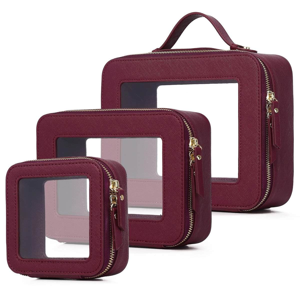 Bolsa de Maquillaje Transparente Rosa Pinkmik a Prueba de