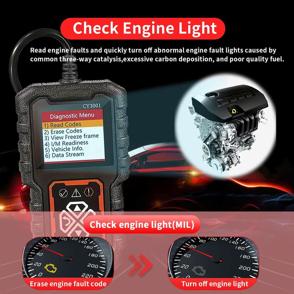 Herramienta de Diagnóstico OBD2 CY3001, Lector de Código, - Imagen 4