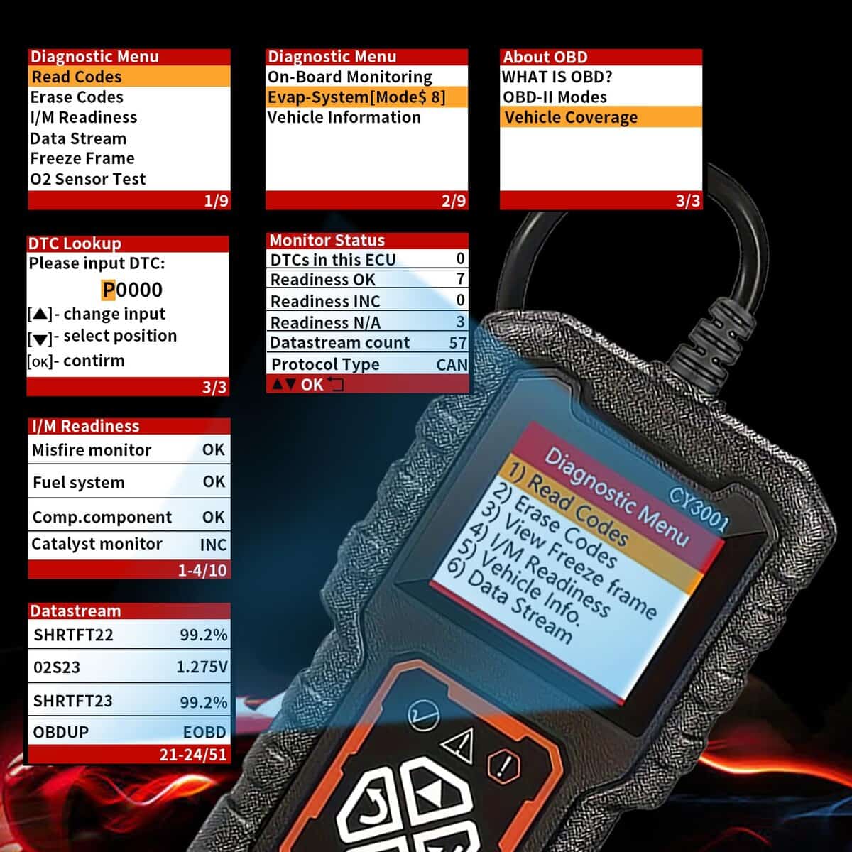 Herramienta de Diagnóstico OBD2 CY3001, Lector de Código, - Imagen 6