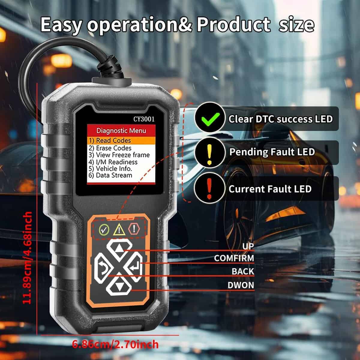 Herramienta de Diagnóstico OBD2 CY3001, Lector de Código, - Imagen 3