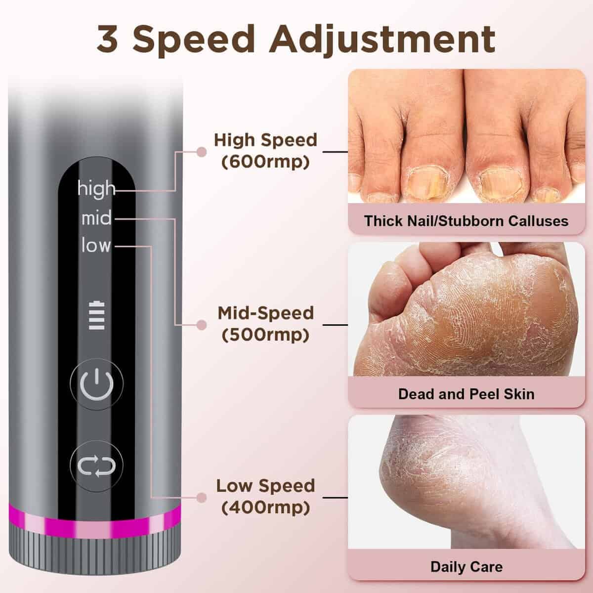 Eliminador de callos eléctrico para pies, motor sin - Imagen 7