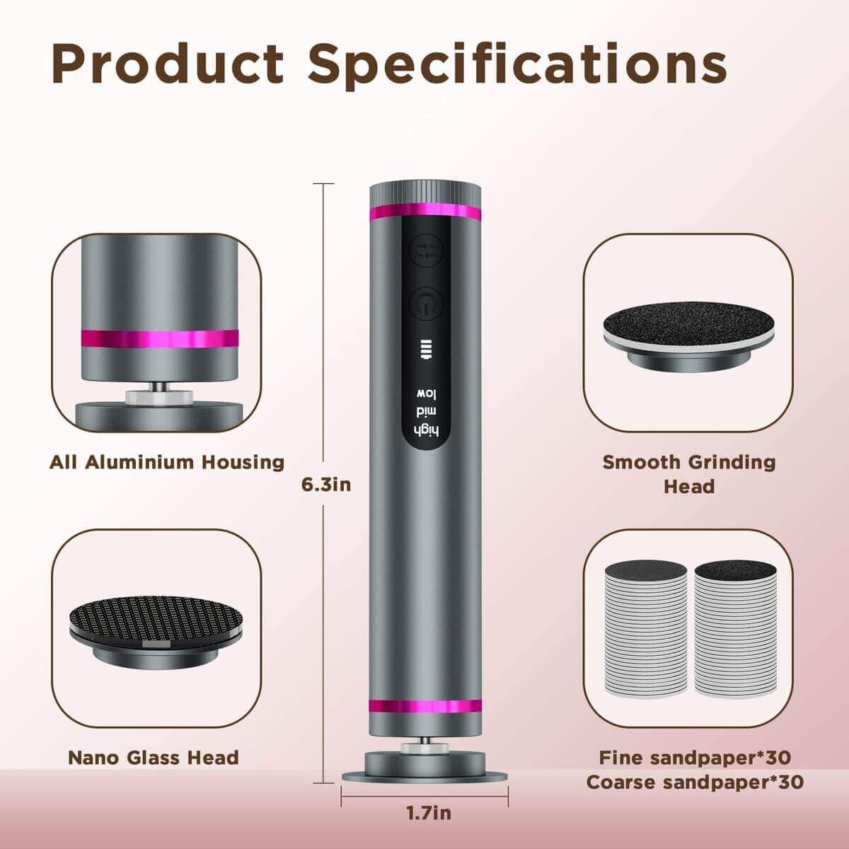 Eliminador de callos eléctrico para pies, motor sin - Imagen 8