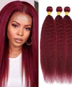 Paquetes de Cabello Humano Ondulado Yaki Rojo #99J Rojo