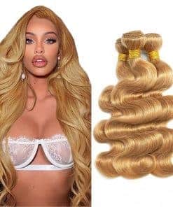 Mechones de Cabello Humano Rubio Miel 14 16 18 Pulgadas