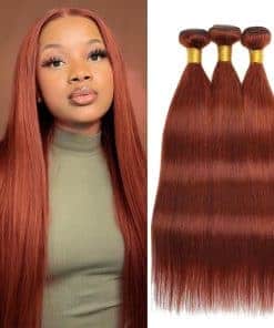 Paquetes de Cabello Humano Recto Color Rojizo Marrón #33