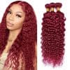 Bundles de Cabello Humano Ondulado en Agua Borgoña #99J