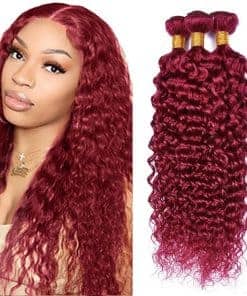 Bundles de Cabello Humano Ondulado en Agua Borgoña #99J