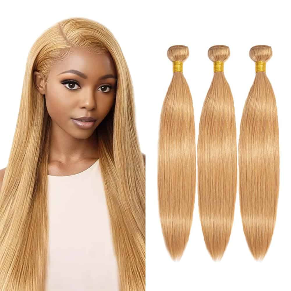 #27 Honey Blonde Bundles Cabello Humano Paquetes Rectos 18