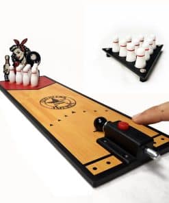 Juego de Bolos Miniatura para Escritorio en Negro/Rojo,