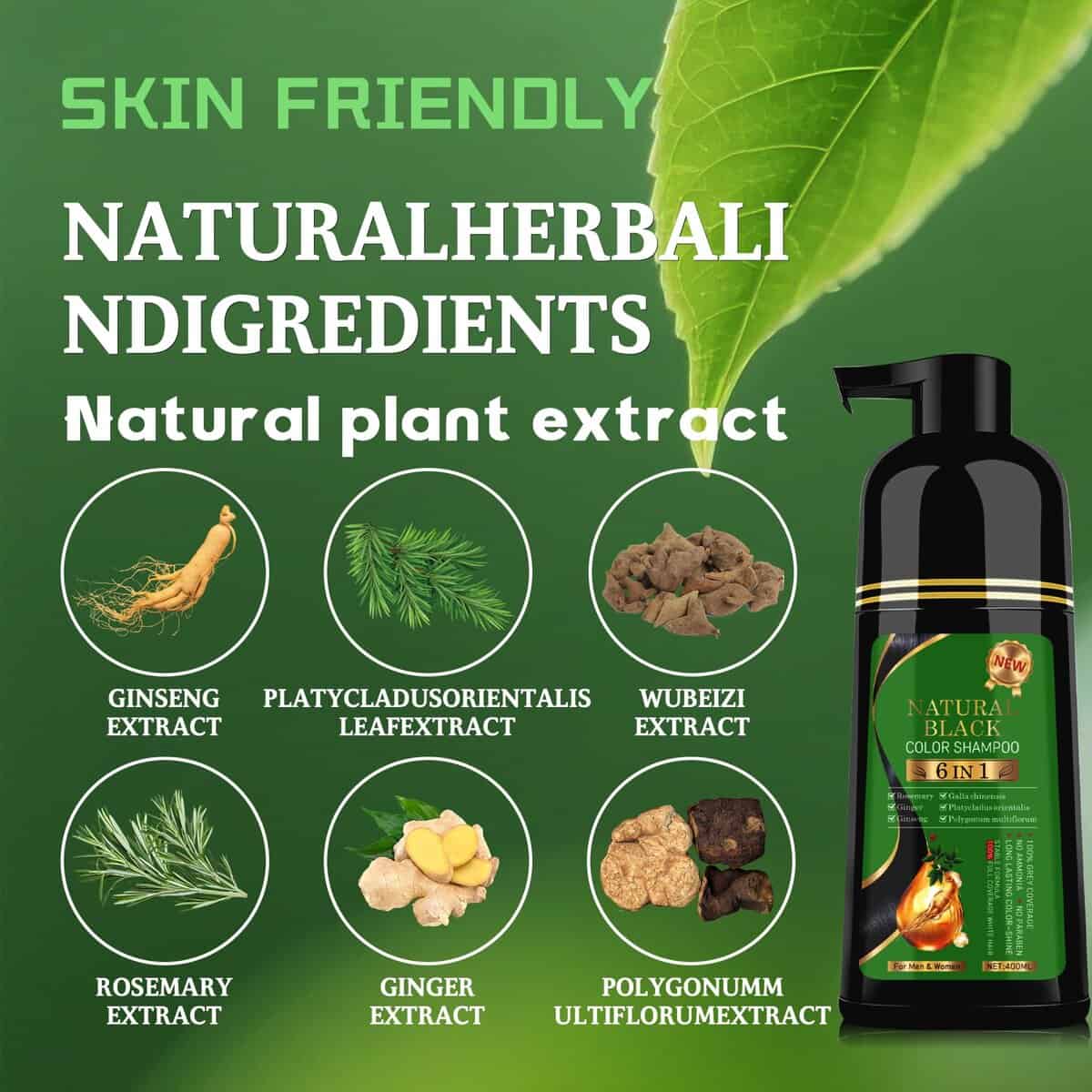 Champú para teñir el cabello TWMINYUE 6 en 1 Fórmula Herbal - Imagen 3
