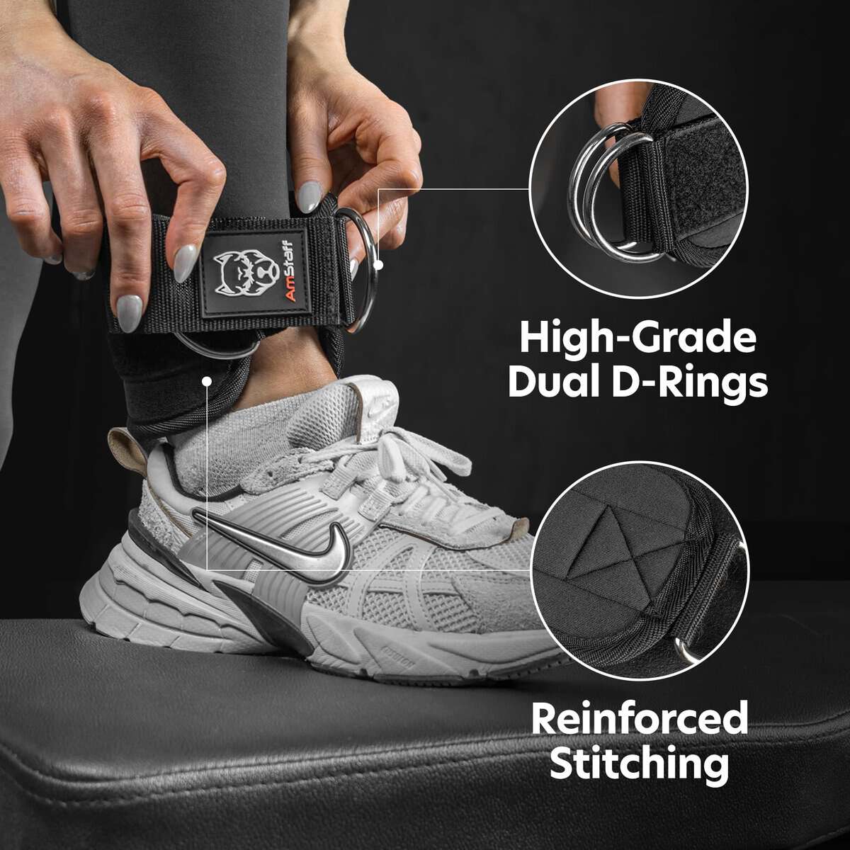 Correas de Tobillo AmStaff Fitness para Máquinas de Cable - - Imagen 5