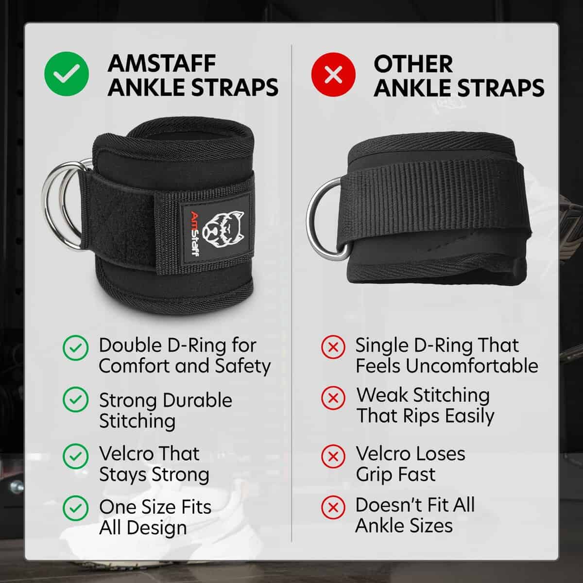 Correas de Tobillo AmStaff Fitness para Máquinas de Cable - - Imagen 7