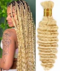 Cabello de trenzar humano ondulado profundo en color rubio