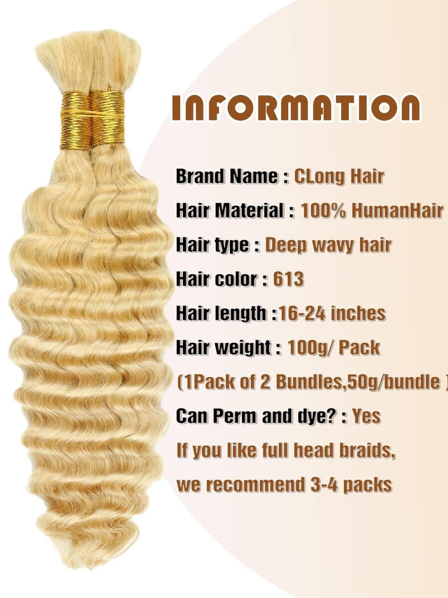 Cabello de trenzar humano ondulado profundo en color rubio - Imagen 3