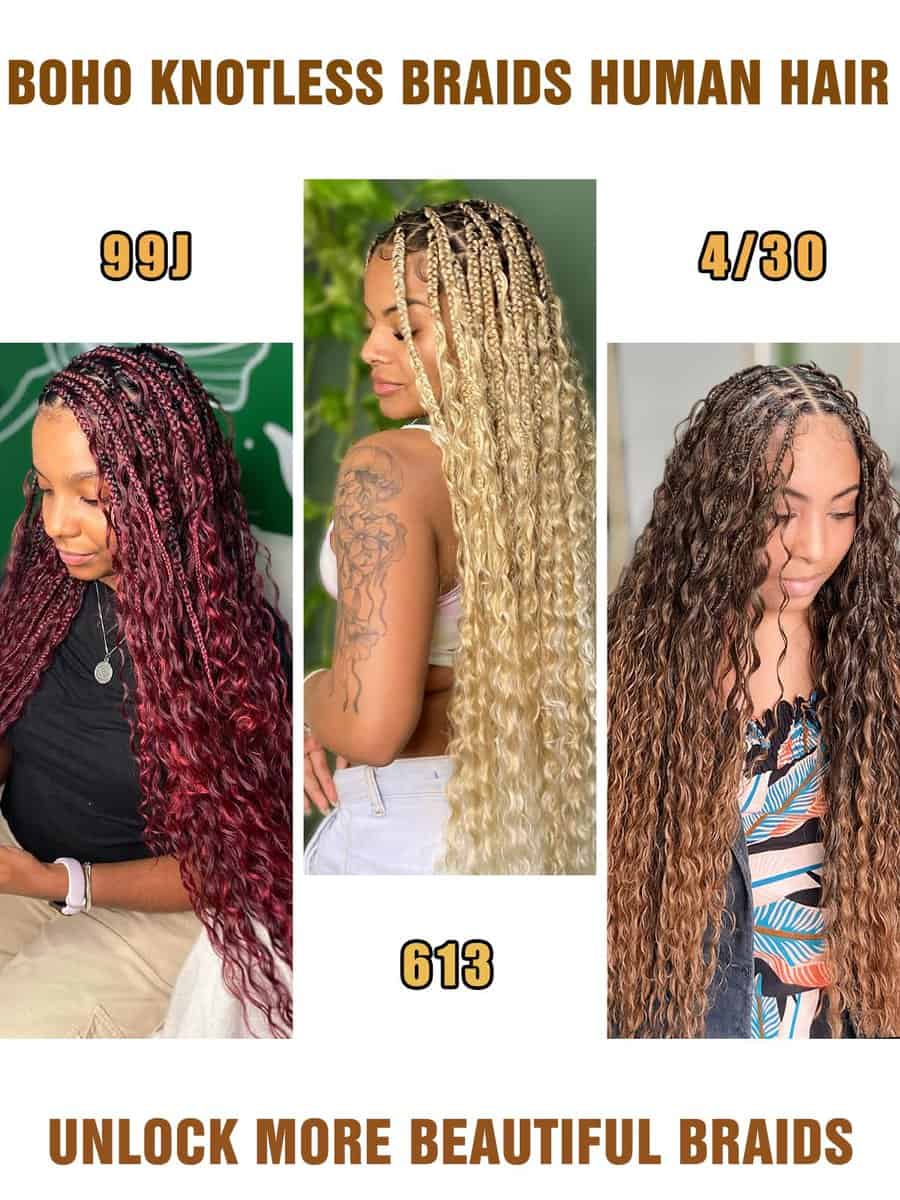 Cabello de trenzar humano ondulado profundo en color rubio - Imagen 6