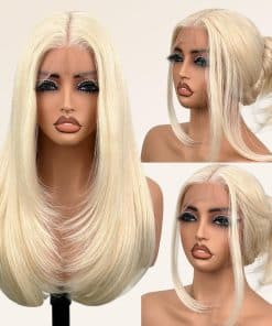 Peluca de Encaje Sintético Sin Pegamento 26 Pulgadas Lacio