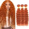 #350 Paquetes de Cabello Humano Onda Profunda de Jengibre