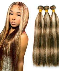 Paquetes de Cabello Humano Liso P4/613 Highlight Brown 18