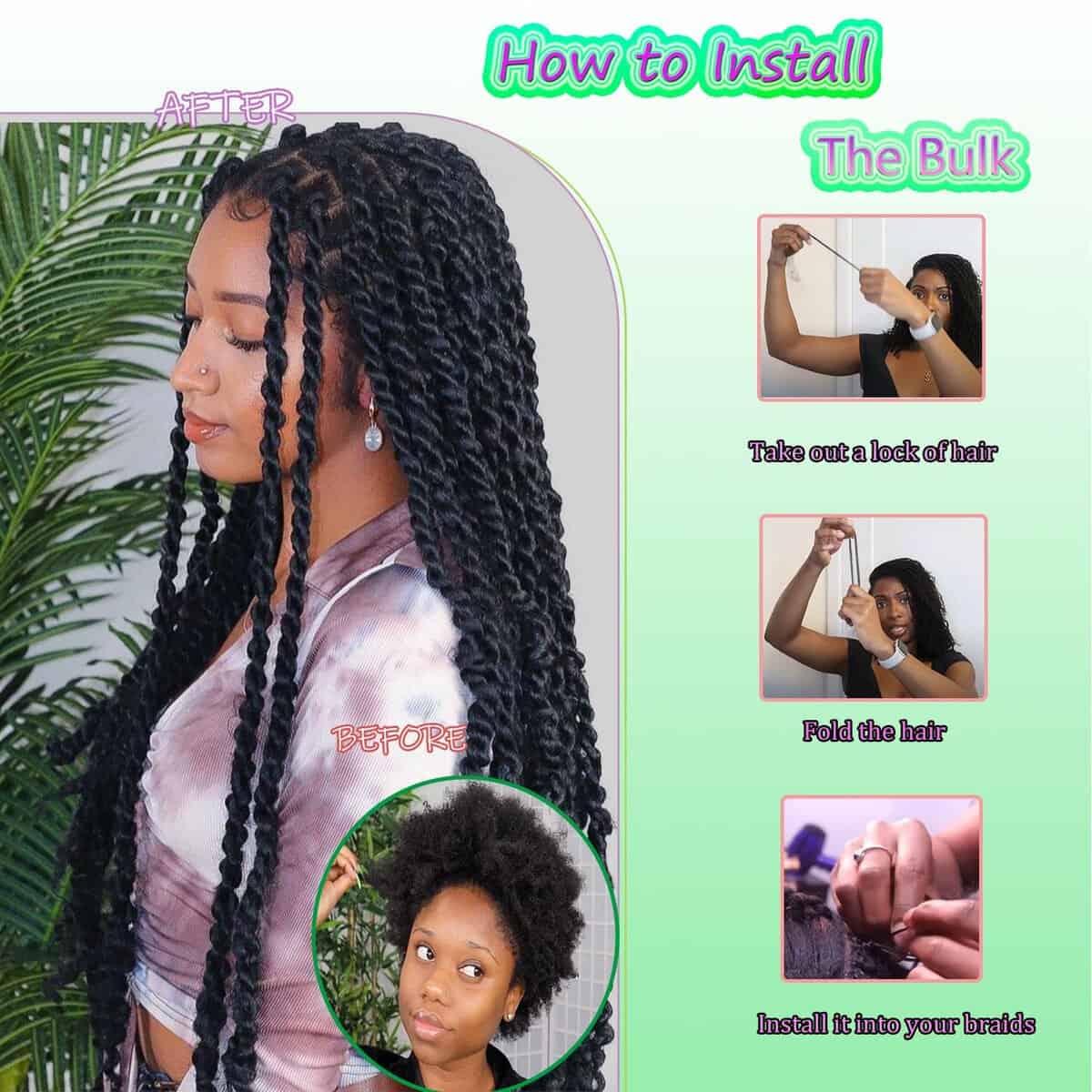 22 Pulgadas Afro Rizos a Granel Cabello Humano 100% 4C - Imagen 4