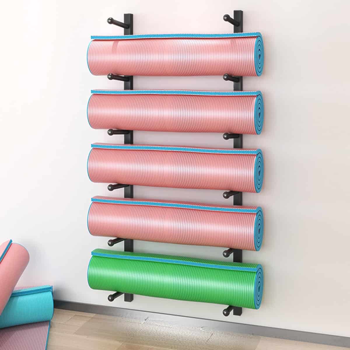 Estante de Almacenamiento para Tapetes de Yoga (Negro, 5