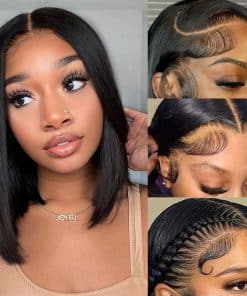 XXGLH Peluca Bob de 12 Pulgadas de Cabello Humano Pelucas