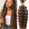 4/30 Bronce Oro Cabello Trenzado Humano Onda Profunda a