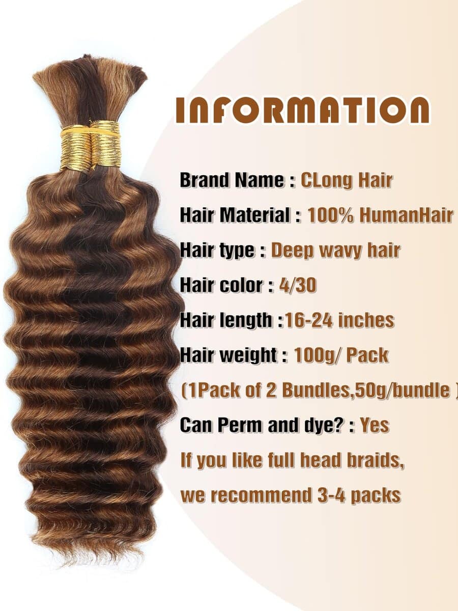 4/30 Bronce Oro Cabello Trenzado Humano Onda Profunda a - Imagen 3