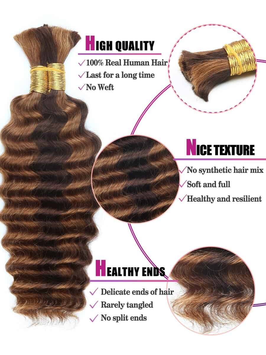 4/30 Bronce Oro Cabello Trenzado Humano Onda Profunda a - Imagen 4