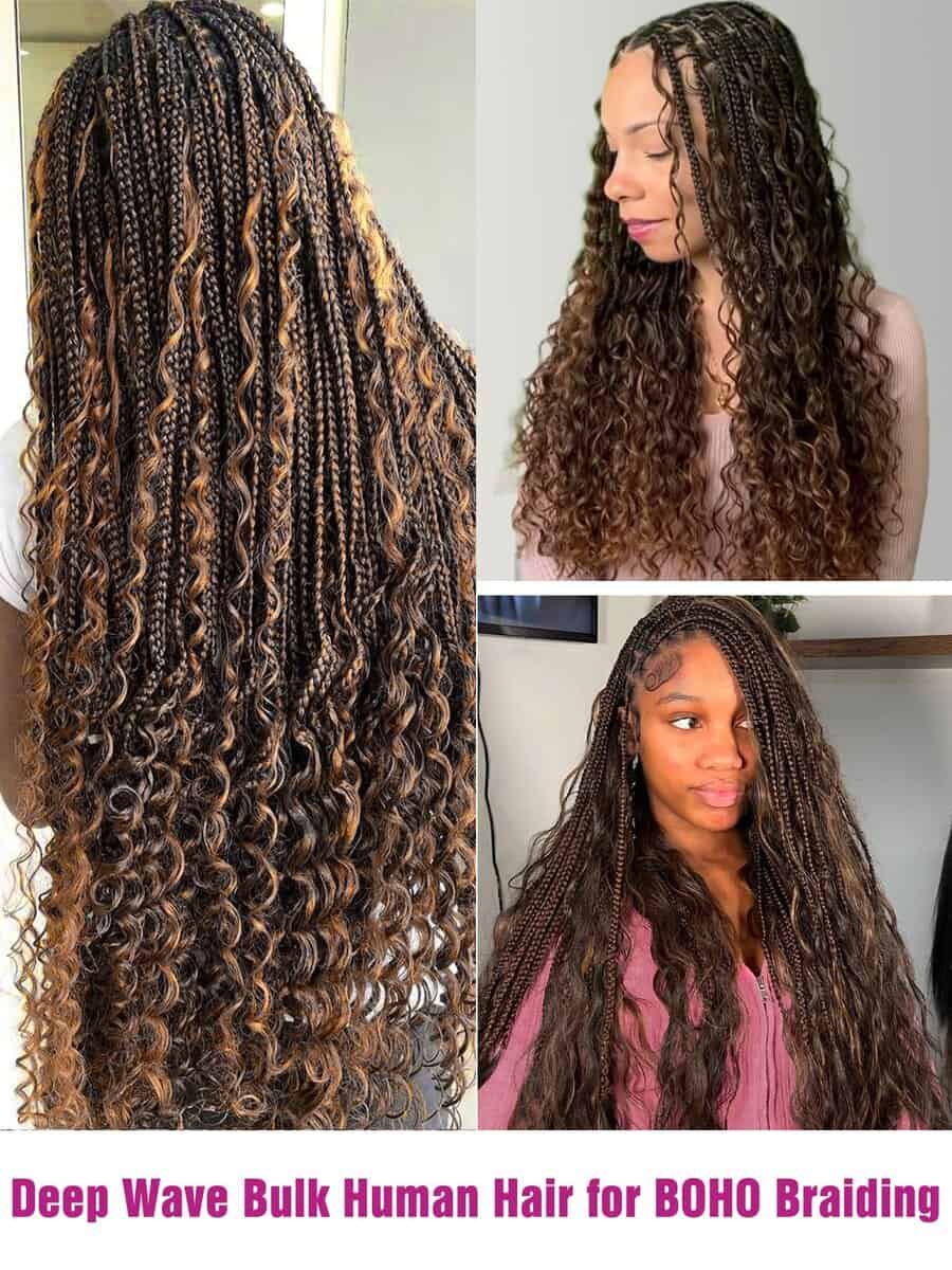 4/30 Bronce Oro Cabello Trenzado Humano Onda Profunda a - Imagen 7