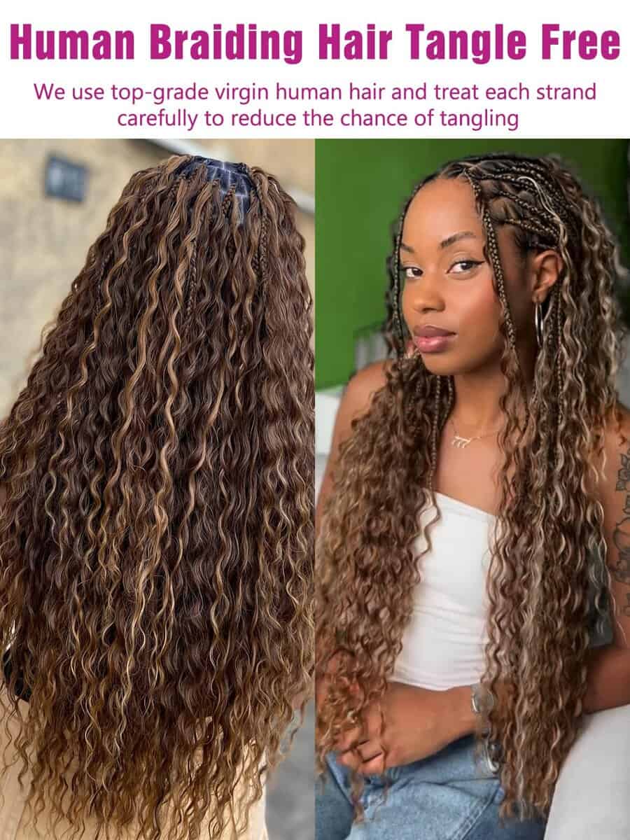 4/30 Bronce Oro Cabello Trenzado Humano Onda Profunda a - Imagen 5