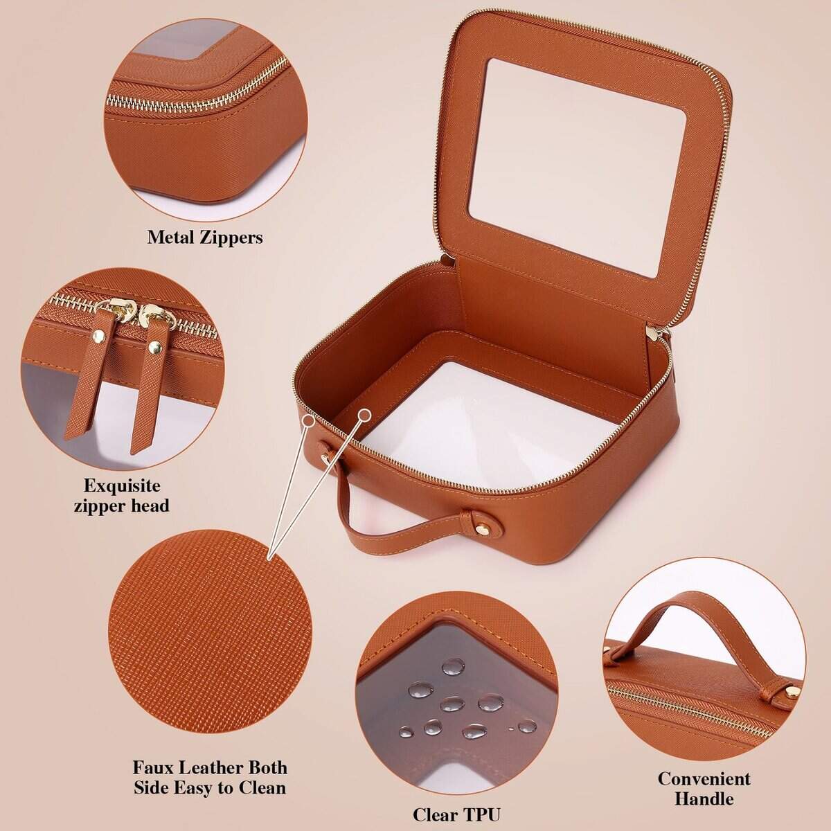 Bolsa de Maquillaje Transparente Pinkmik a -Marrón - Imagen 7