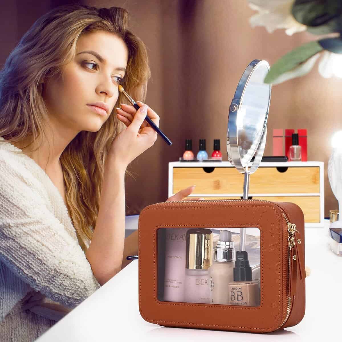 Bolsa de Maquillaje Transparente Pinkmik a -Marrón - Imagen 5