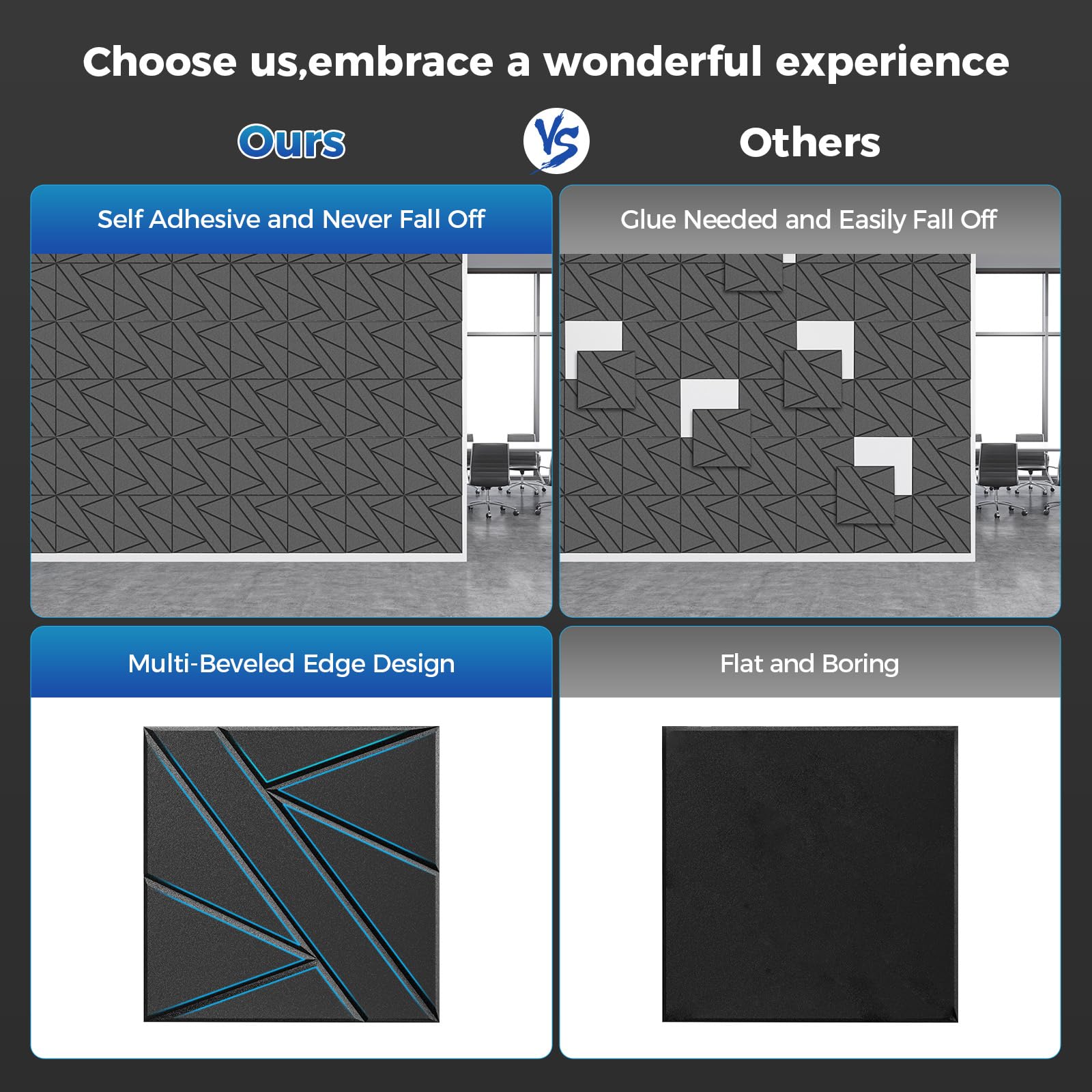 Paquete de 10 Paneles Acústicos Autoadhesivos (0.4" de - Imagen 6