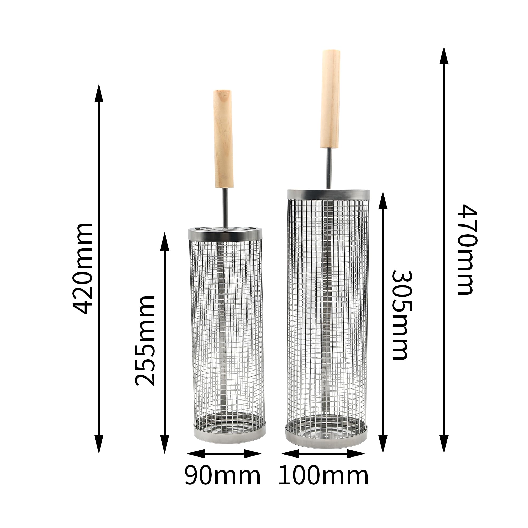 Cesta de Parrilla Giratoria con Mango de Madera - - Imagen 3