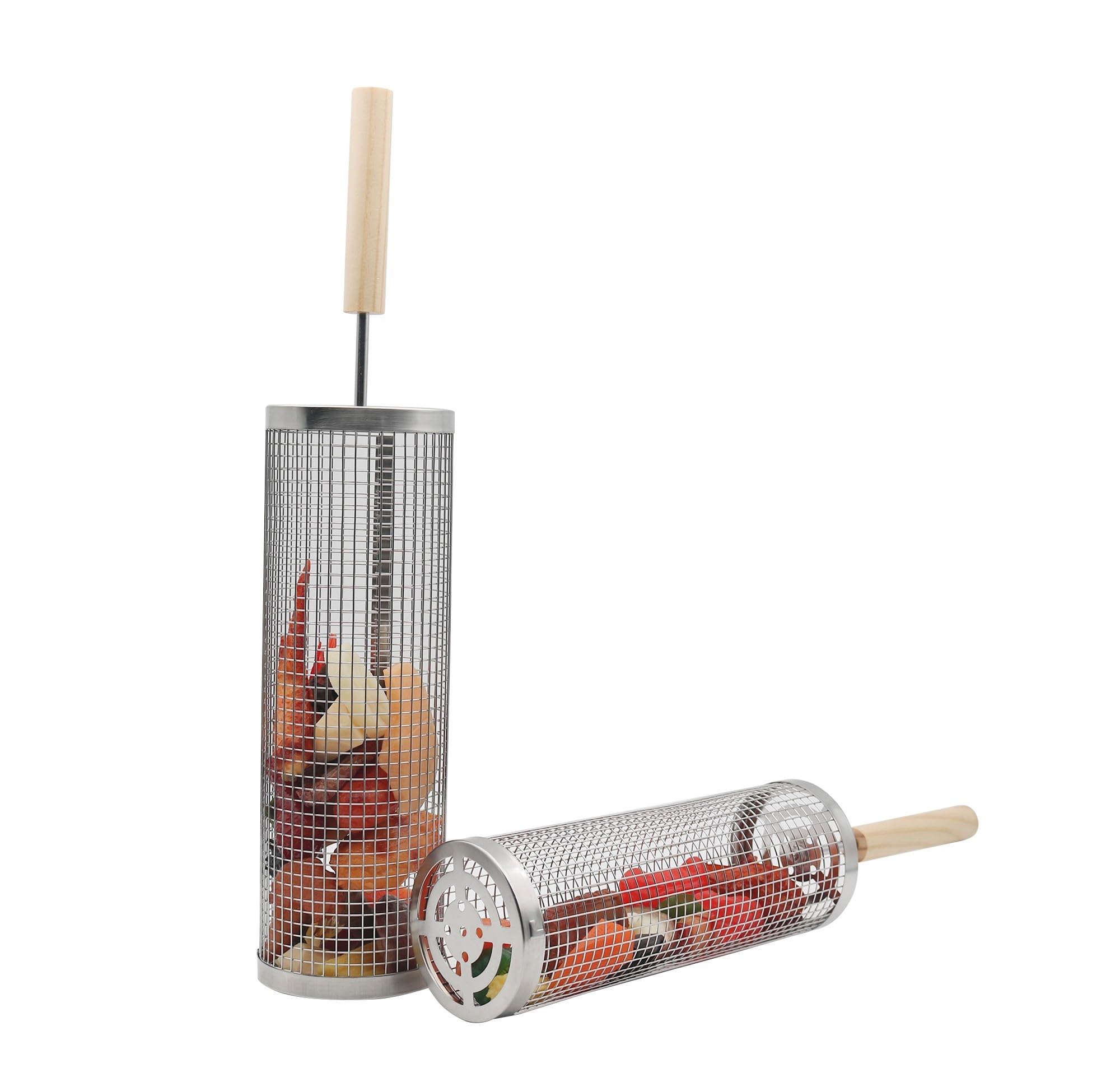 Cesta de Parrilla Giratoria con Mango de Madera - - Imagen 5