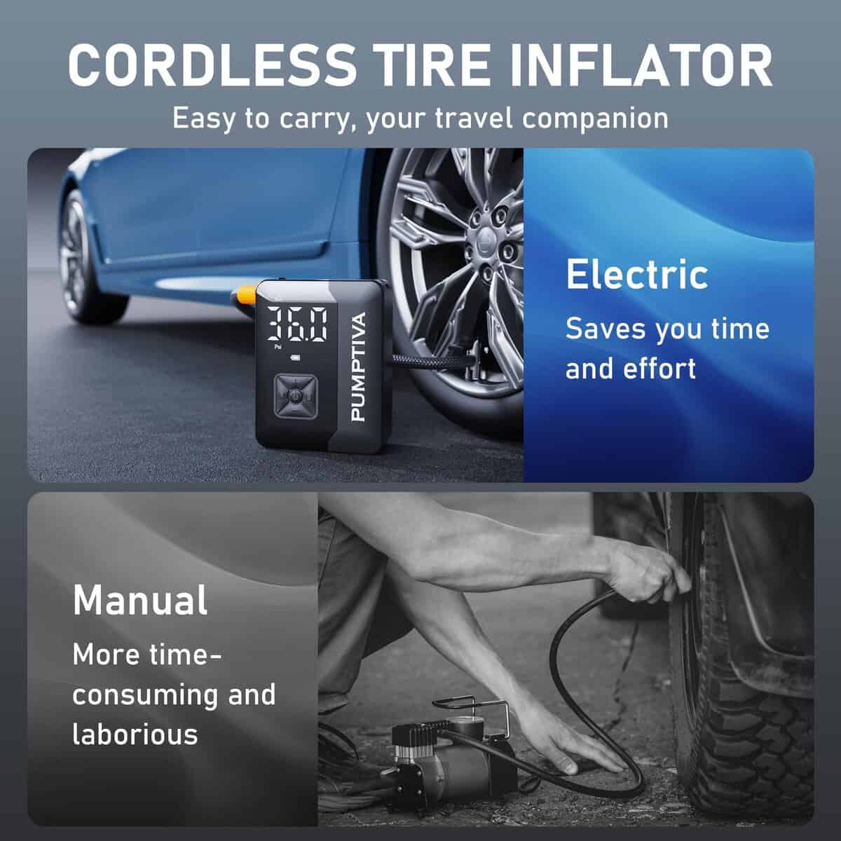 Inflador de neumáticos Compresor de aire -Negro - Imagen 7