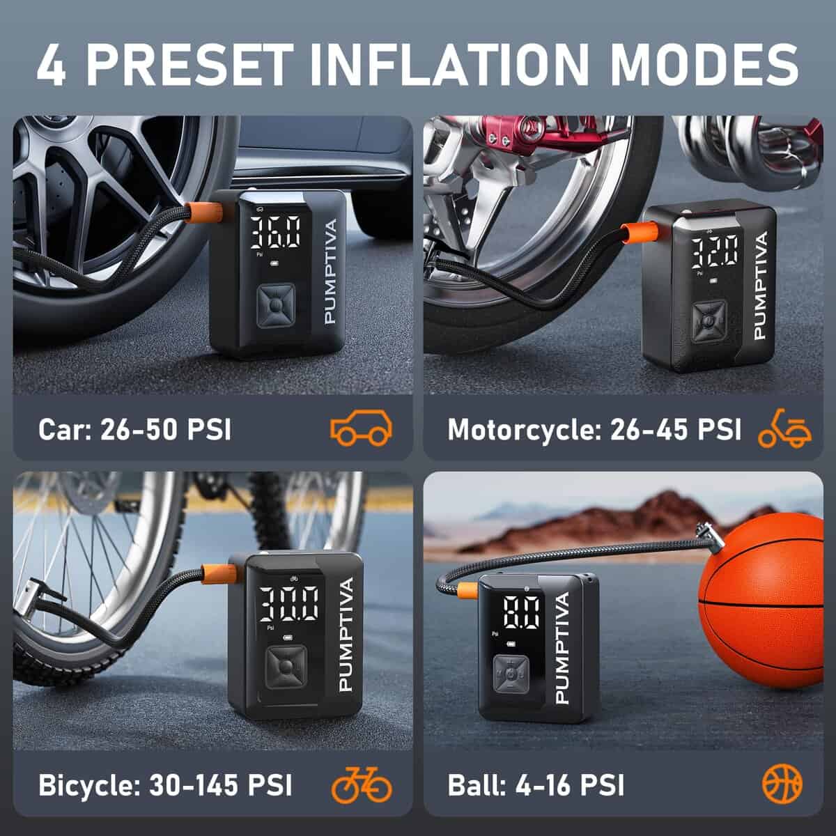 Inflador de neumáticos Compresor de aire -Negro - Imagen 8