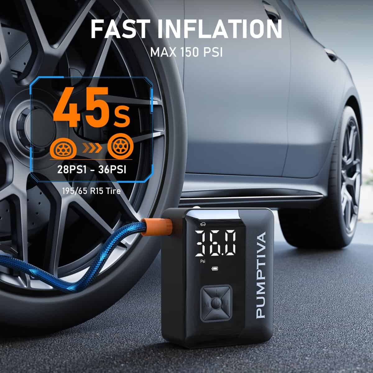 Inflador de neumáticos Compresor de aire -Negro - Imagen 3