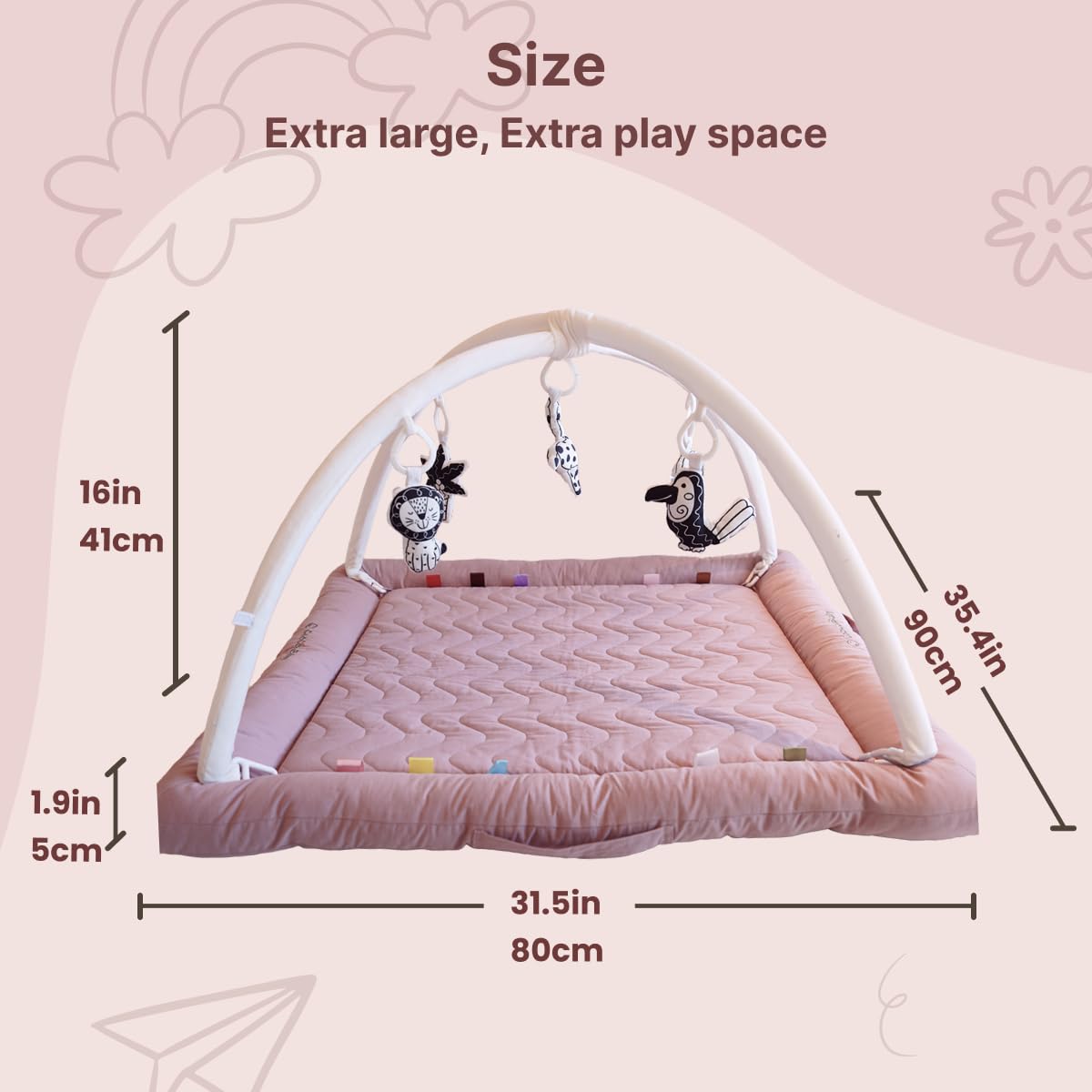 Gimnasio para Bebés CoocooBaby con 5 Juguetes -MistyRose_02 - Imagen 6