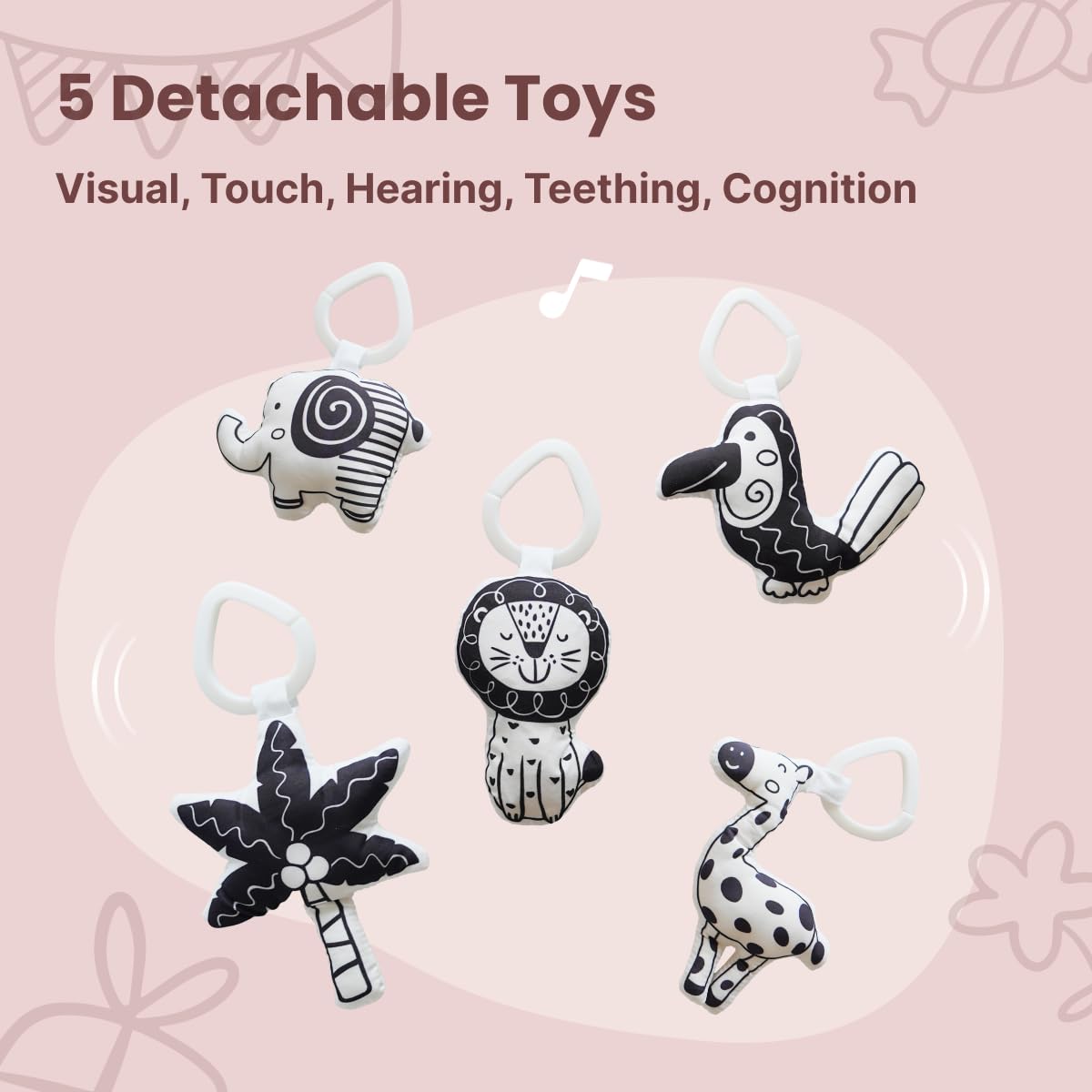 Gimnasio para Bebés CoocooBaby con 5 Juguetes -MistyRose_02 - Imagen 3