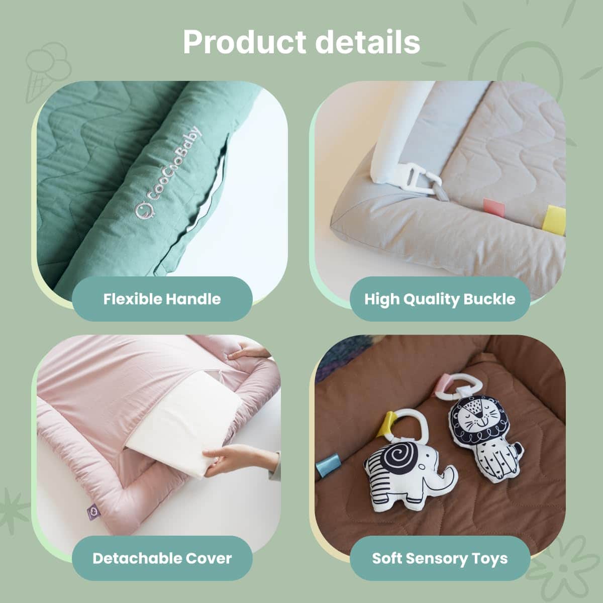 Gimnasio para Bebés CooCooBaby con 5 Juguetes -Gris_02 - Imagen 8