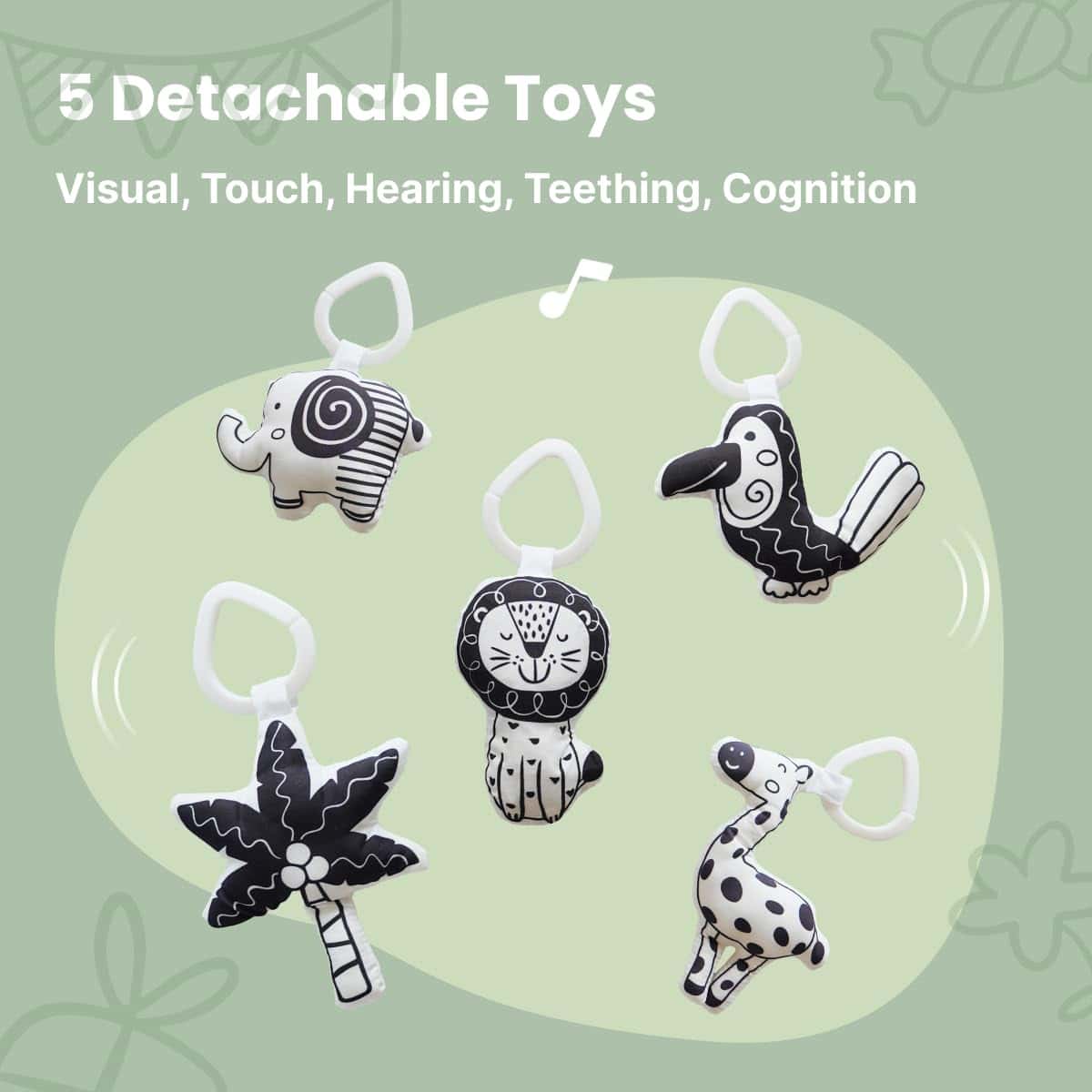 Gimnasio para Bebés CooCooBaby con 5 Juguetes -Gris_02 - Imagen 5