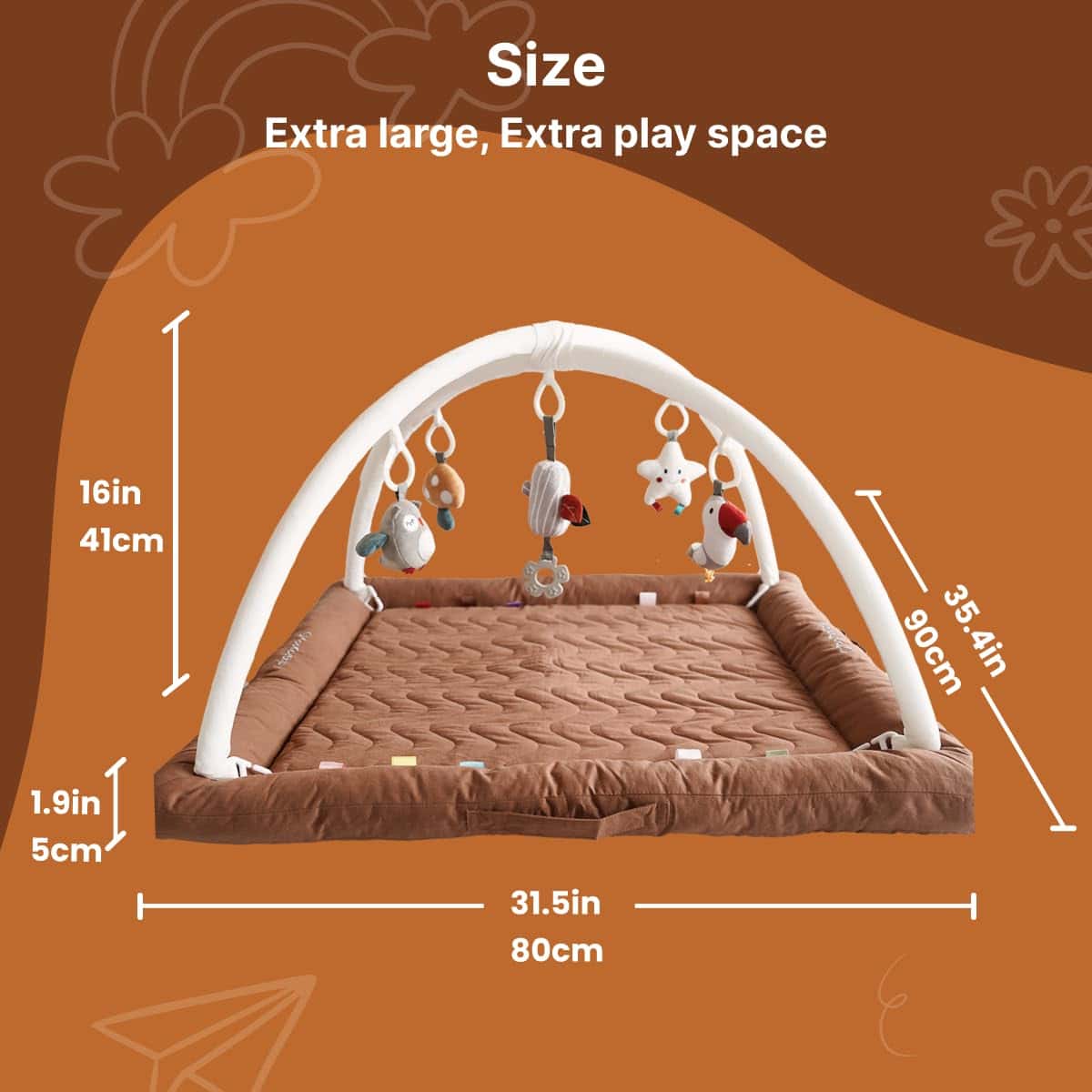 Gimnasio para Bebés CoocooBaby con 5 Juguetes -GoldenBrown - Imagen 6