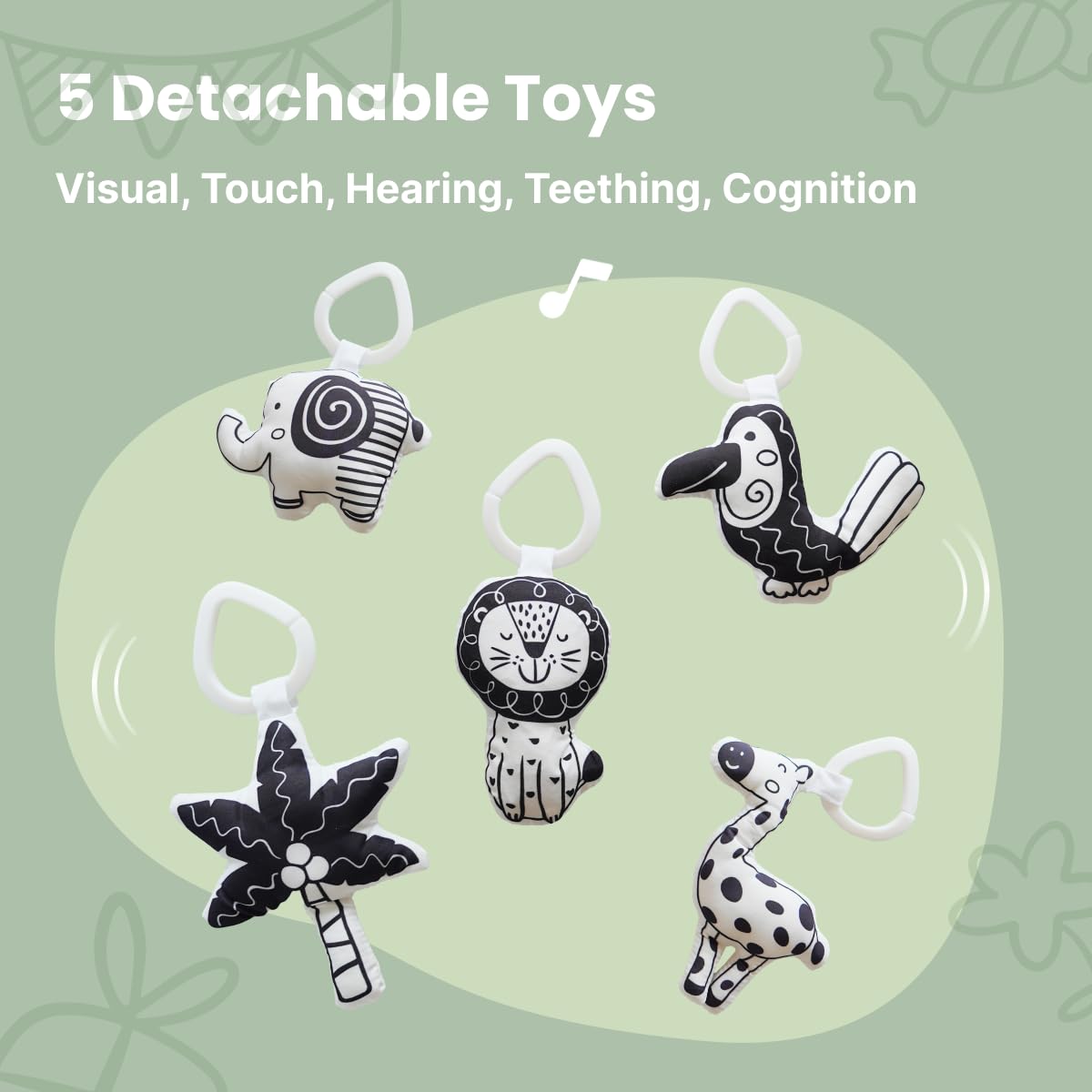 Gimnasio de Juegos CoocooBaby con 5 Juguetes Sensoriales, - Imagen 5