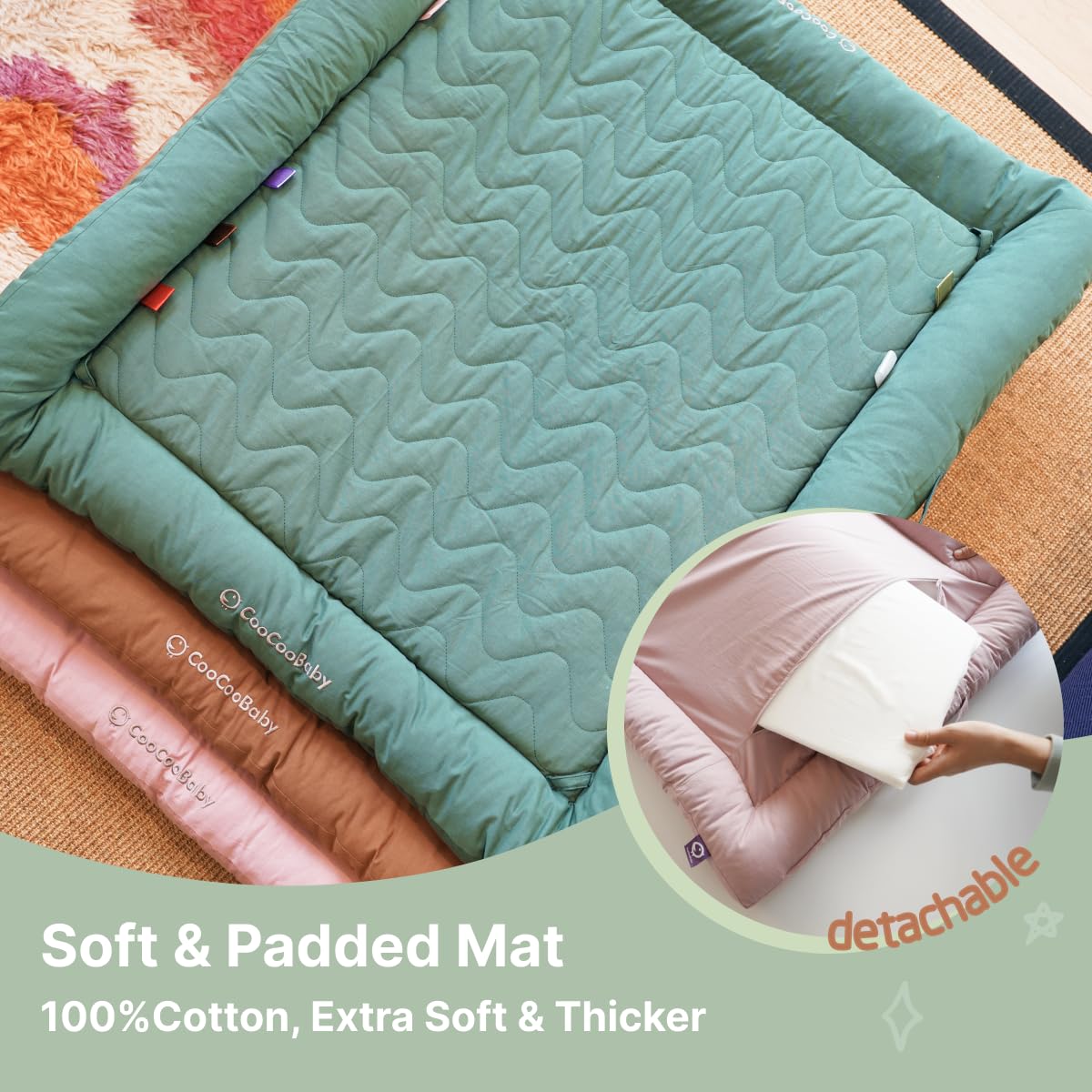 Gimnasio de Juegos CoocooBaby con 5 Juguetes Sensoriales, - Imagen 7