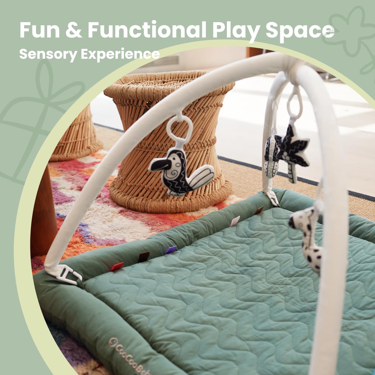 Gimnasio de Juegos CoocooBaby con 5 Juguetes Sensoriales, - Imagen 3