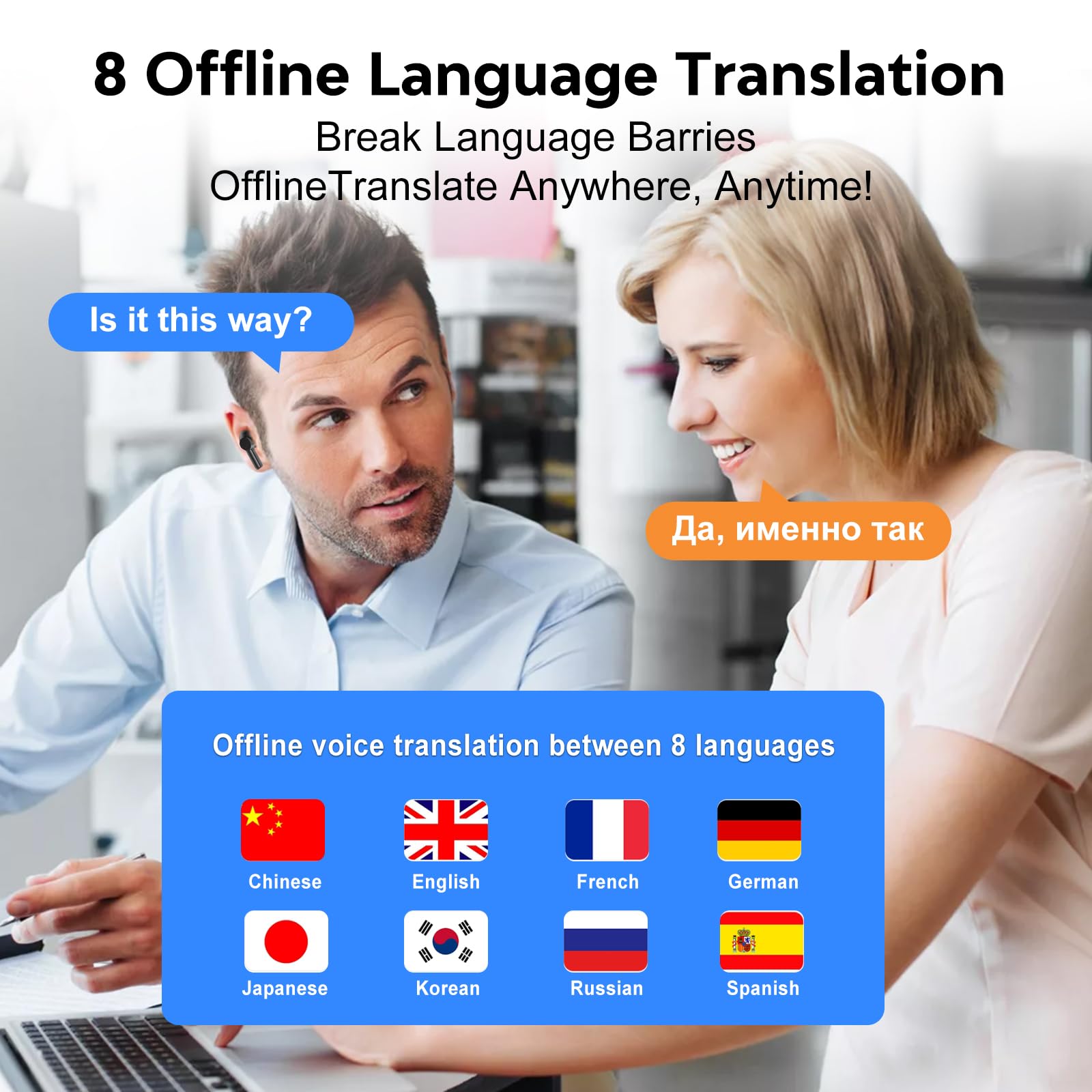 Audífonos de Traducción HTPREC, Audífonos Inalámbricos Con - Imagen 5